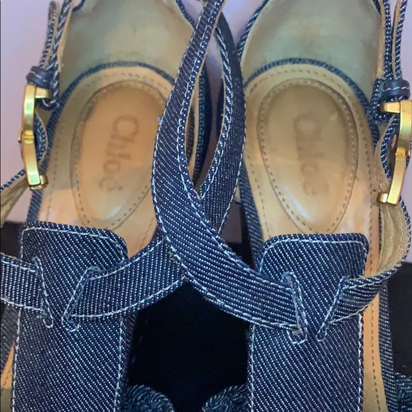 CHLOE denim wedge sandals - Picture 8 of 8